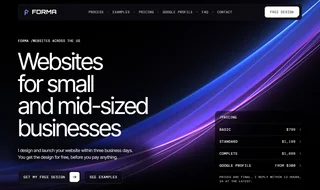 Dark look with blue-violet light – same as the Forma site